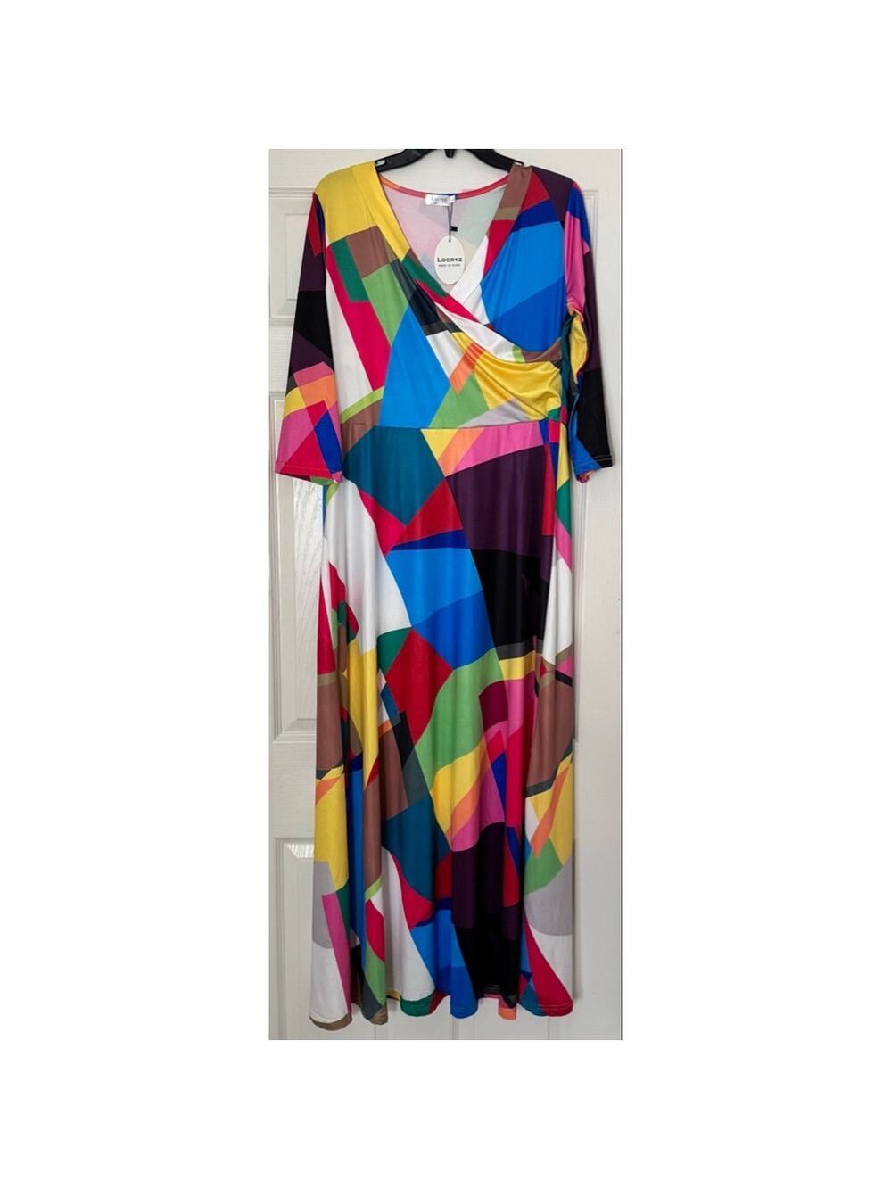 Women's Locryz Multi-color Geometric Print Maxi Dress L